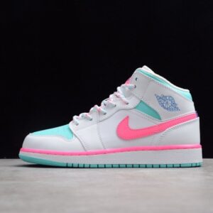Jordan 1 Mid White Pink Green Soar (GS) 555112-102