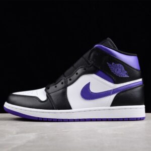 Jordan 1 Mid White Black Purple 554724-095